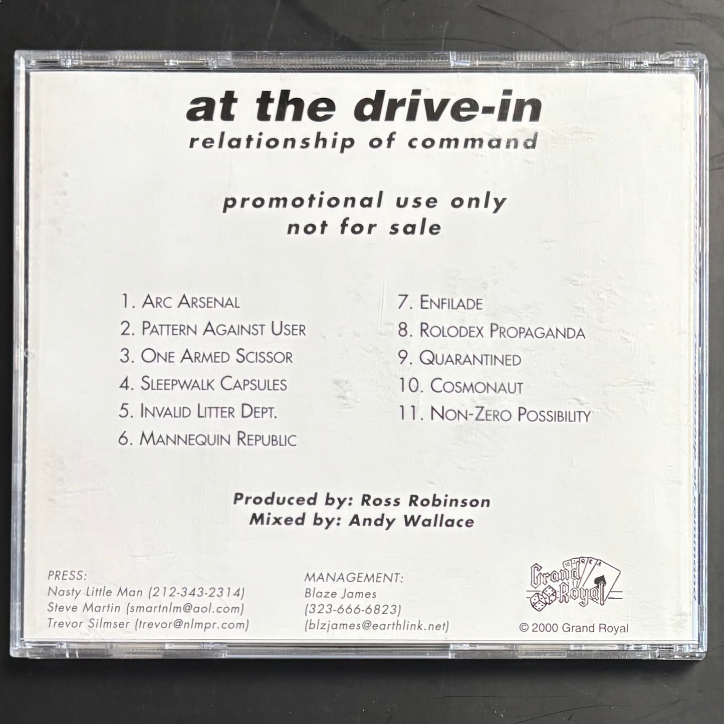 AT THE DRIVE-IN - RELATIONSHIP OF COMMAND CD PROMO
