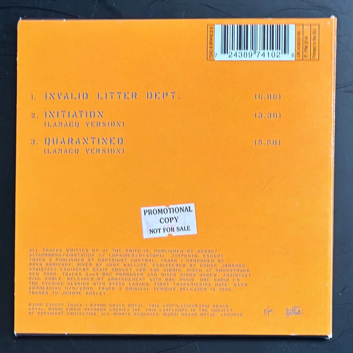 AT THE DRIVE-IN - INVALID LITTER DEPT. CD PROMO