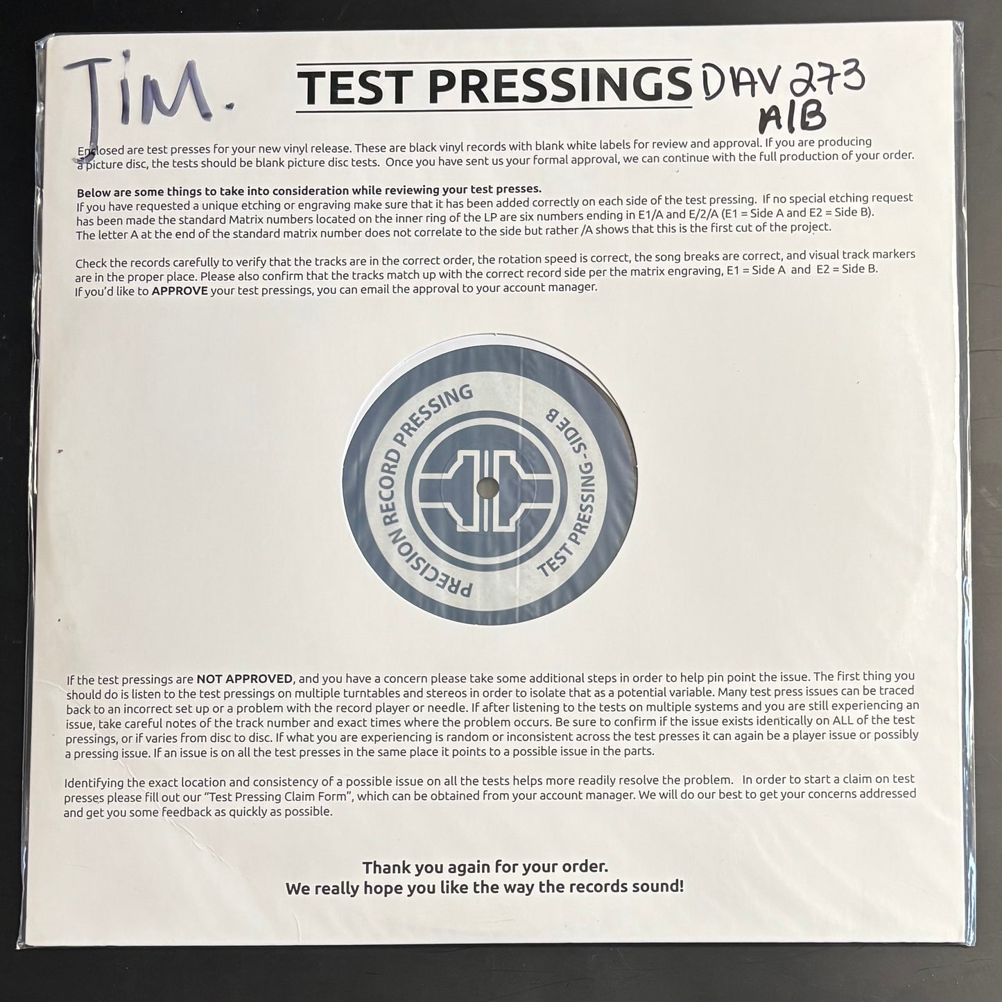 SPARTA - TRUST THE RIVER TEST PRESSING